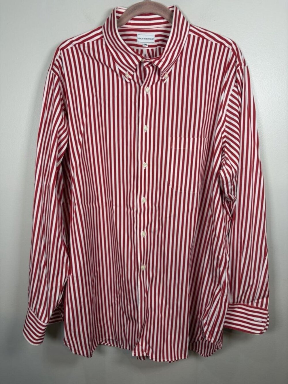 Maus & Hoffman Button Down Shirt Mens Size 2XL Red Stripe Long Sleeve
